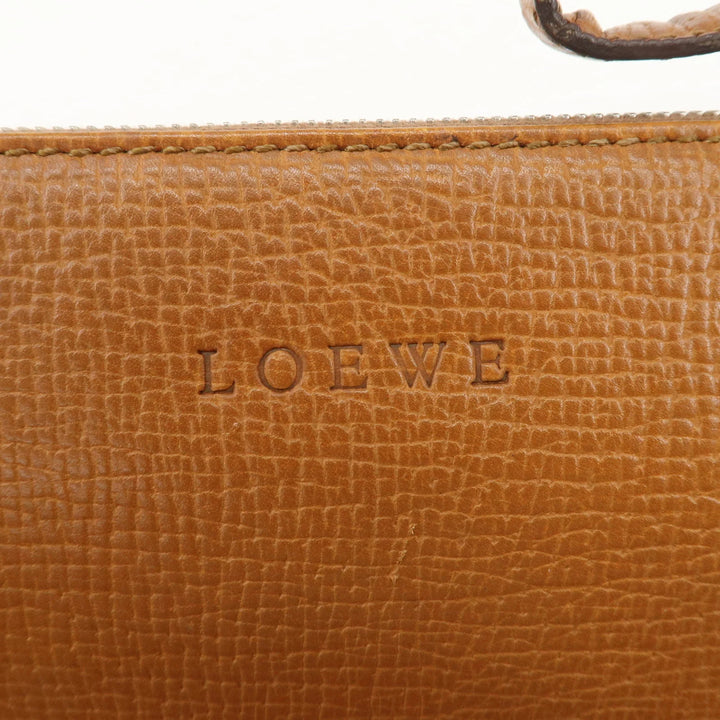 LOEWE Leather Shoulder Bag Brown Silver Hardware