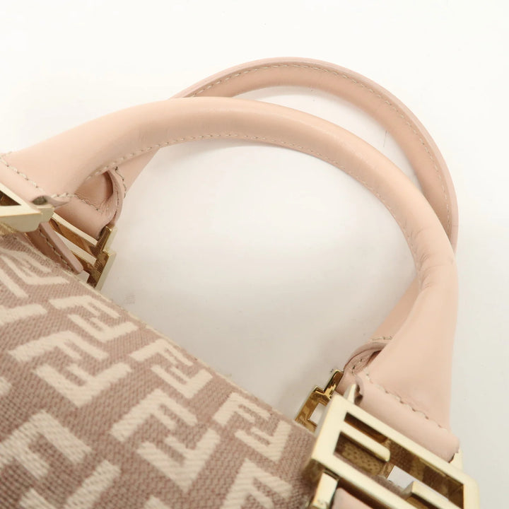 FENDI Zucchino Canvas Leather Mini Boston Bag Pink 8BL071 Used