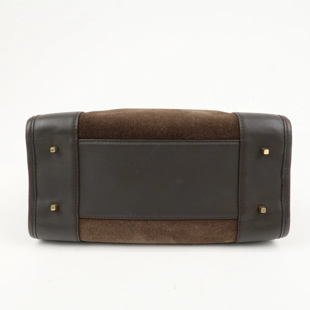 LOEWE Anagram Suede Leather Amazona 28 Hand Bag Brown