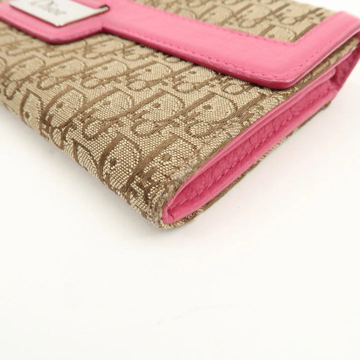 Christian Dior Trotter Street Chic Canvas Leather Long Wallet Pink