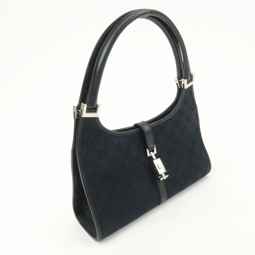 GUCCI Jackie GG Canvas Leather Shoulder Bag Hand Bag Black 002.1068