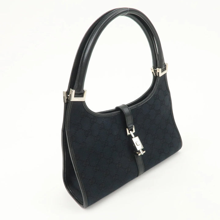 GUCCI Jackie GG Canvas Leather Shoulder Bag Hand Bag Black 002.1068