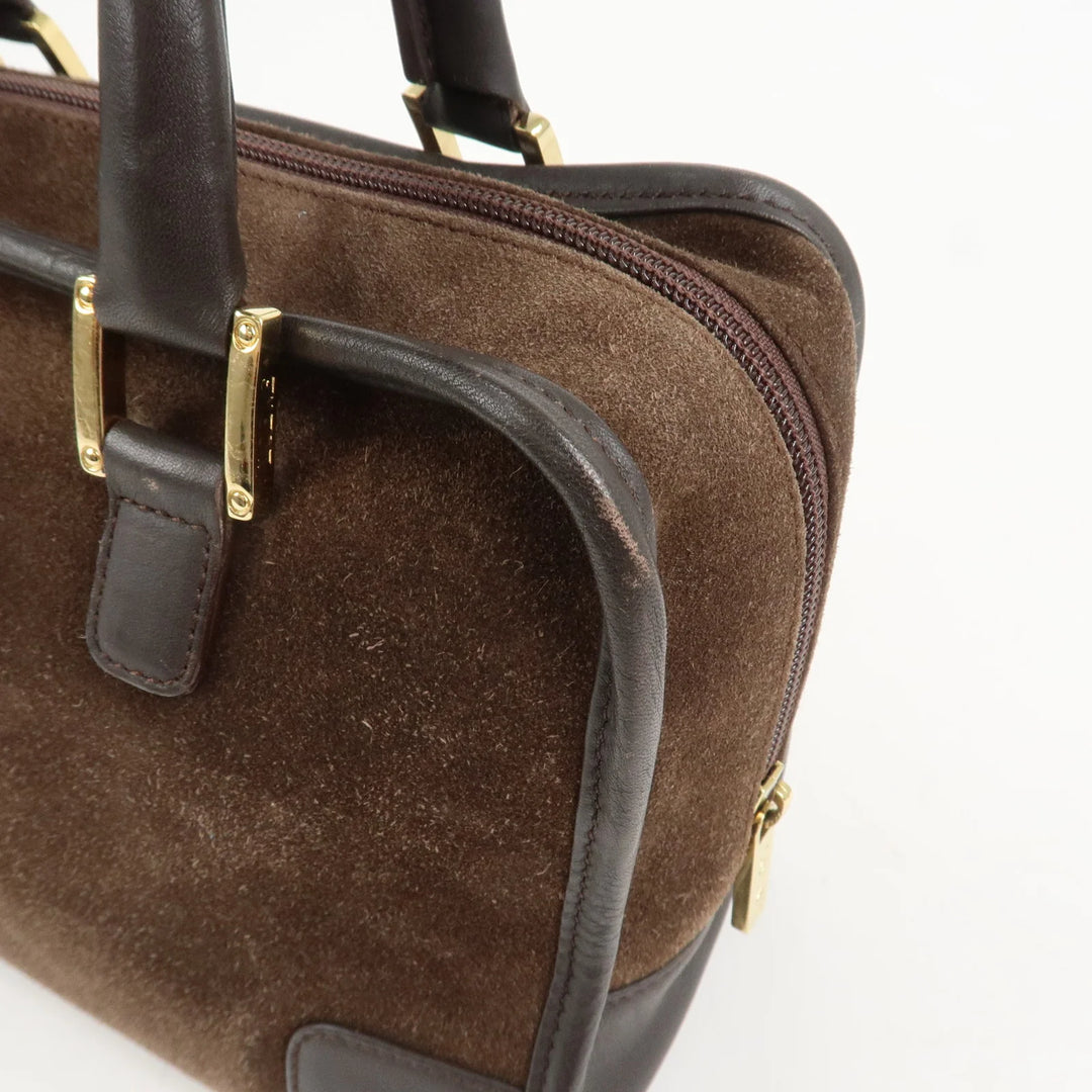 LOEWE Anagram Suede Leather Amazona 28 Hand Bag Brown