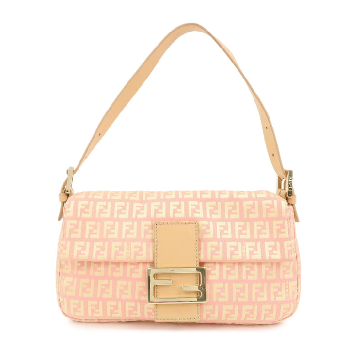 FENDI Mamma Baguette Zucchino Canva Leather Shoulder Bag 8BR000