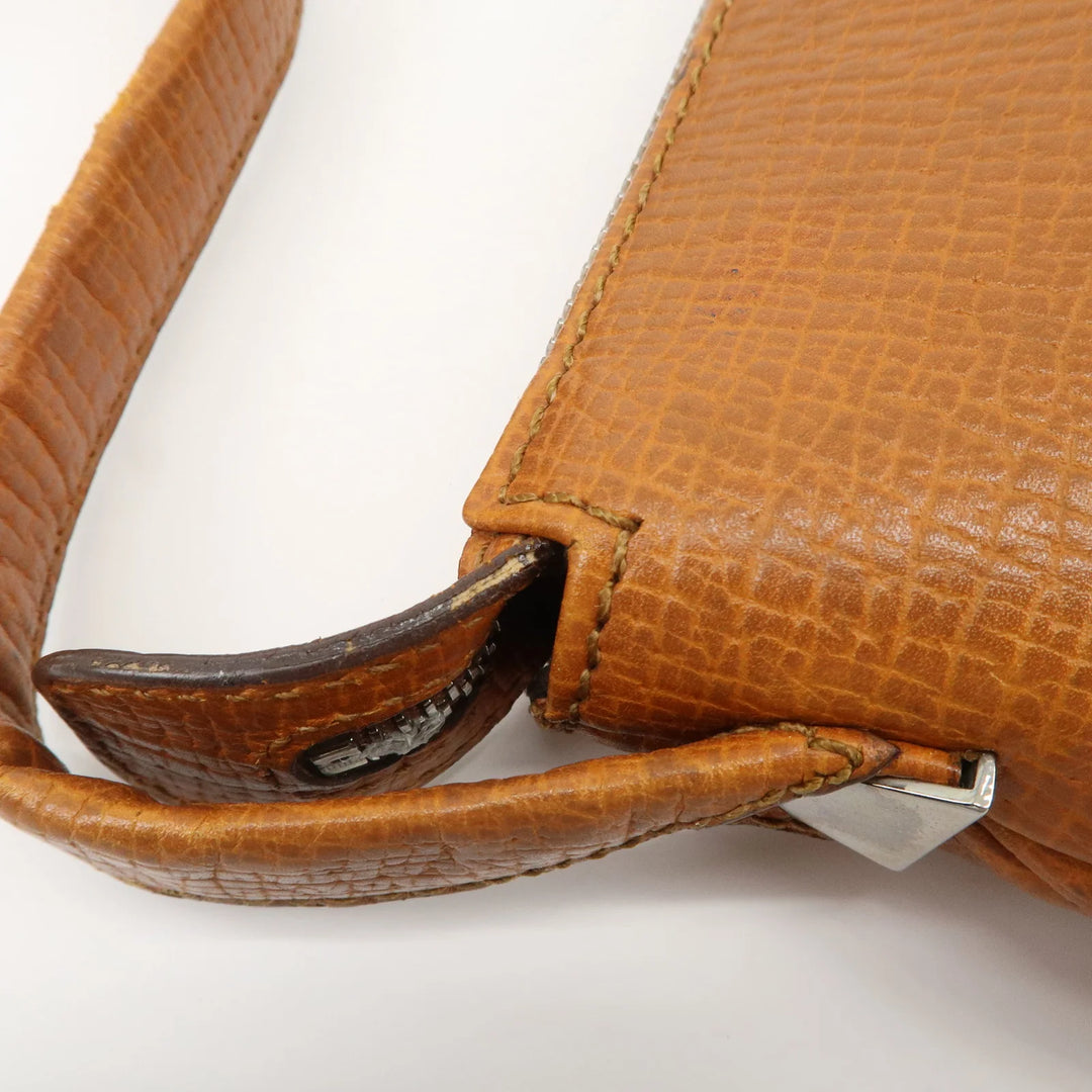 LOEWE Leather Shoulder Bag Brown Silver Hardware