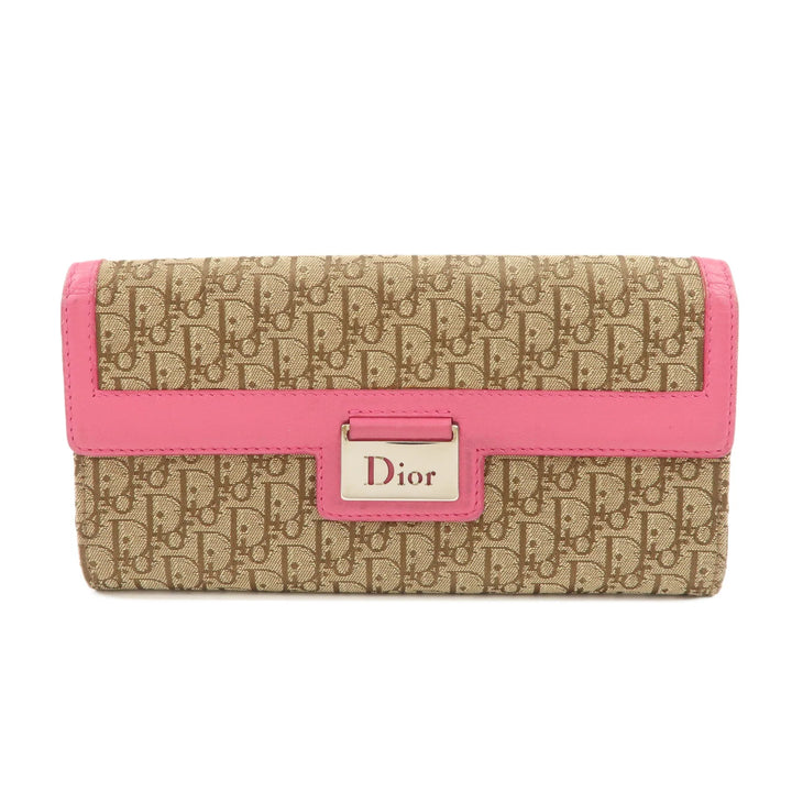 Christian Dior Trotter Street Chic Canvas Leather Long Wallet Pink