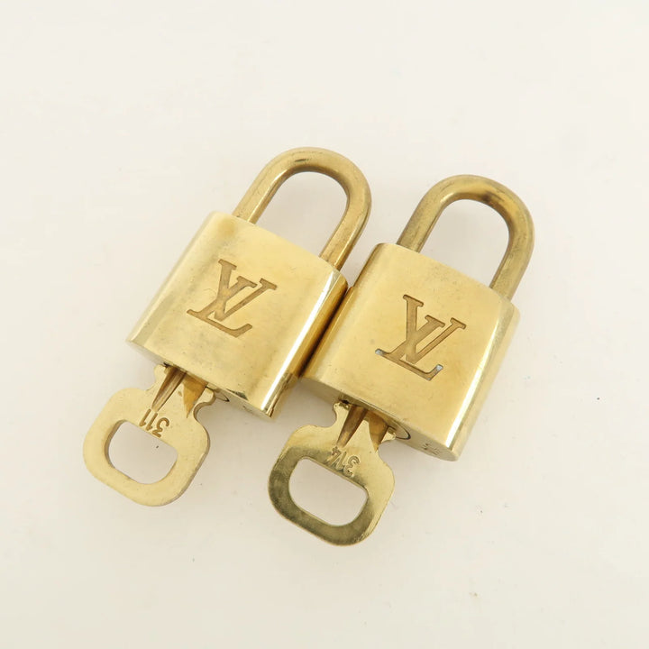 Louis Vuitton Set of 10 Lock & Key Cadena Key Lock Metal Gold Used