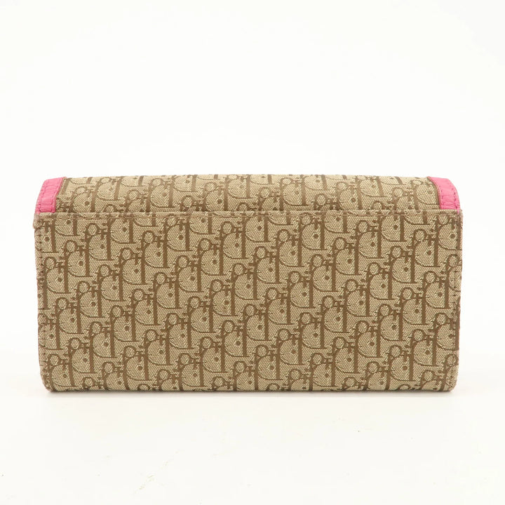 Christian Dior Trotter Street Chic Canvas Leather Long Wallet Pink