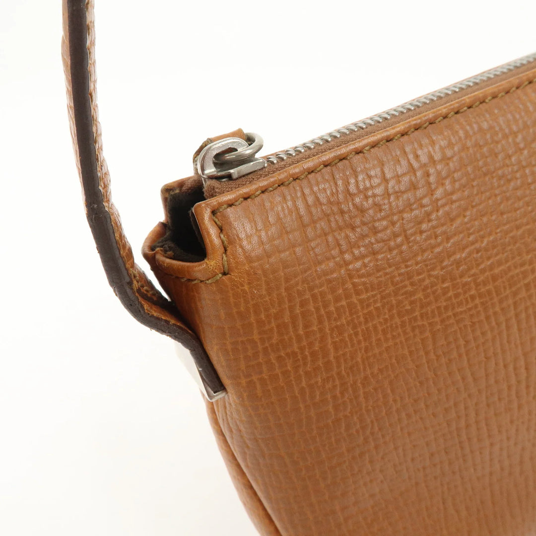 LOEWE Leather Shoulder Bag Brown Silver Hardware