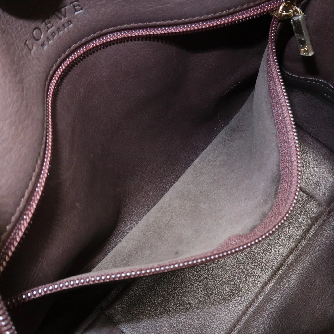 LOEWE Anagram Suede Leather Amazona 28 Hand Bag Brown