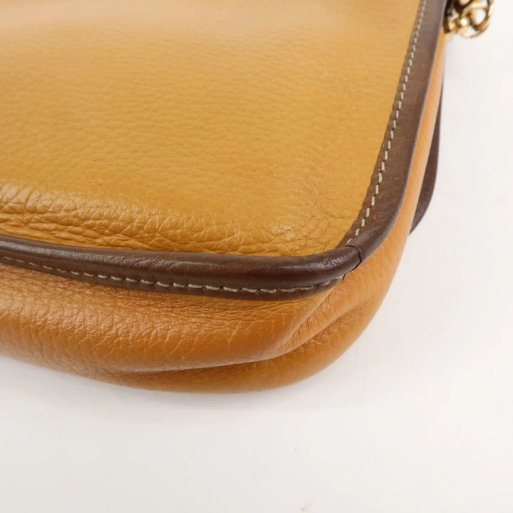 LOEWE Anagram Leather Shoulder Bag Brown Used