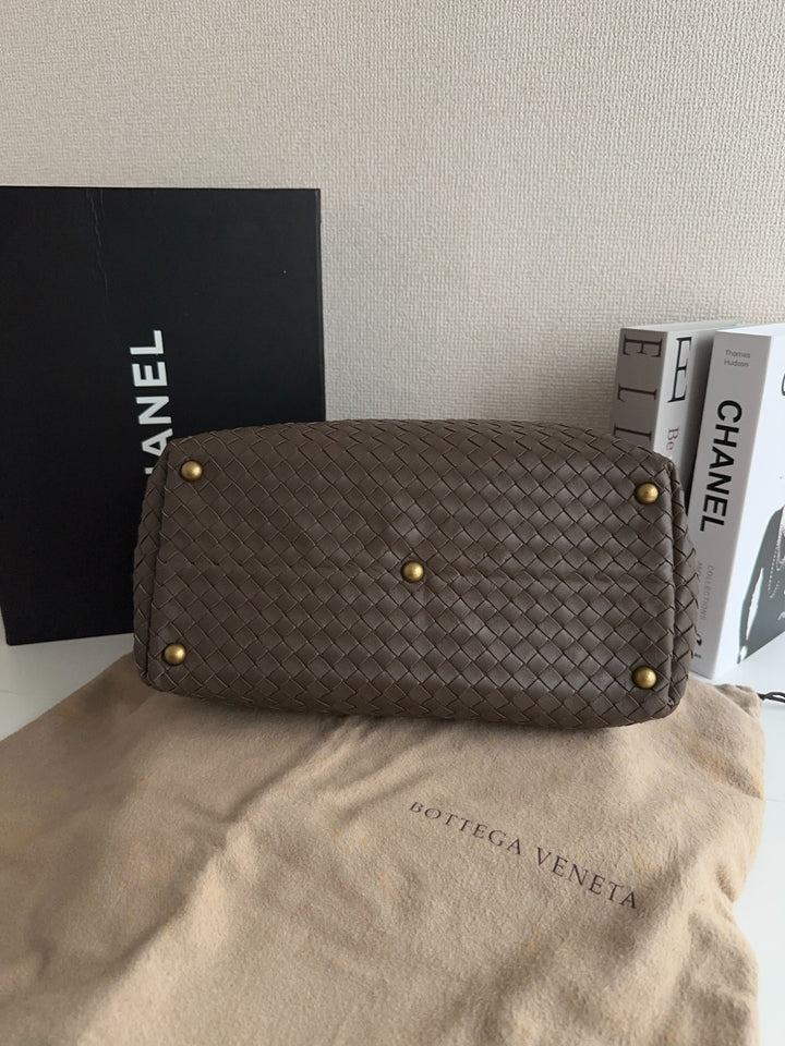Bottega Veneta Vintage Woven Leather Boston Bag with Lock & Dust Bag