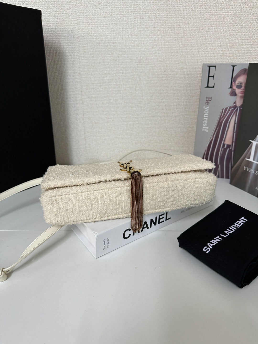 Yves Saint Laurent Tweed Tassel Shoulder Bag ✨