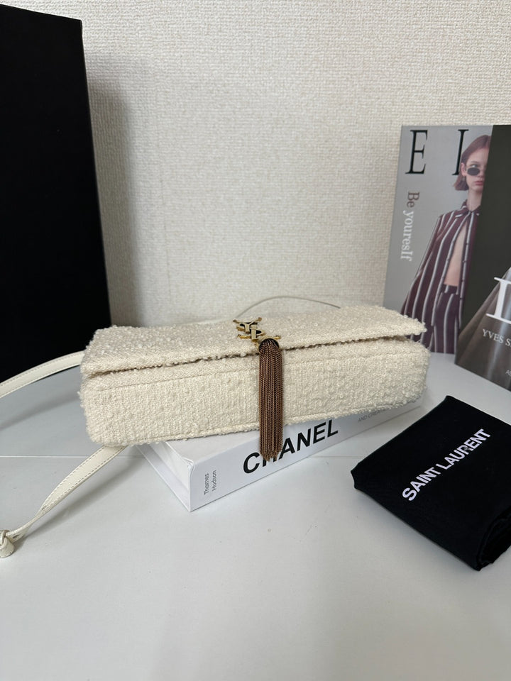 Yves Saint Laurent Tweed Tassel Shoulder Bag ✨