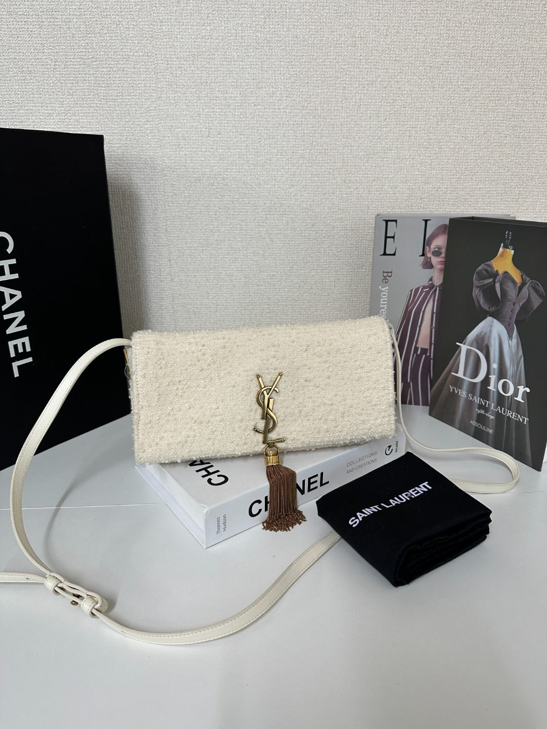 Yves Saint Laurent Tweed Tassel Shoulder Bag ✨