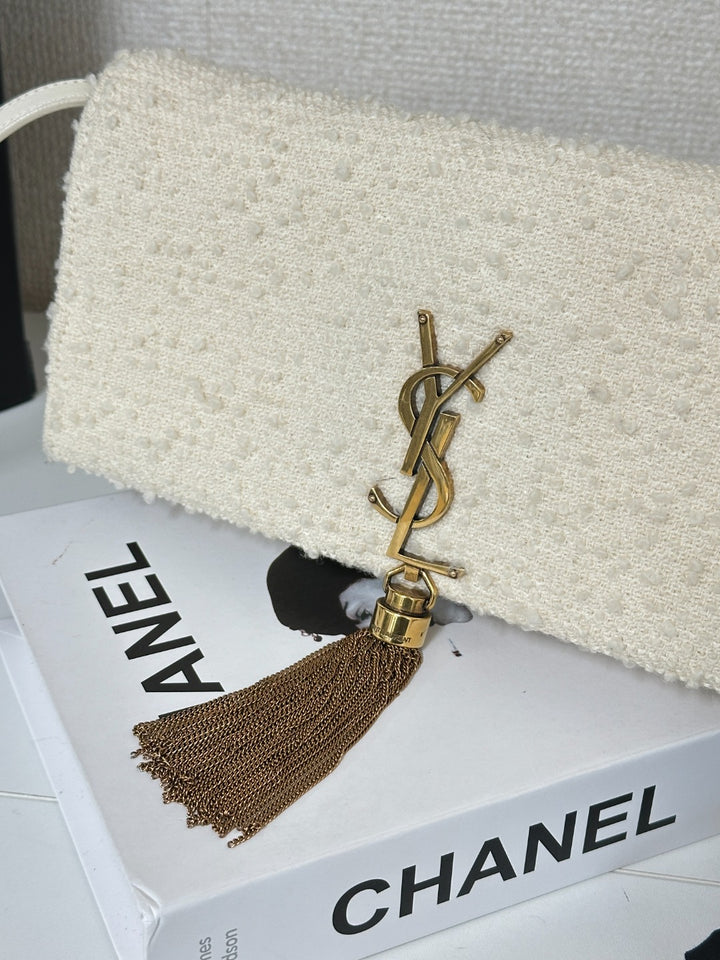 Yves Saint Laurent Tweed Tassel Shoulder Bag ✨