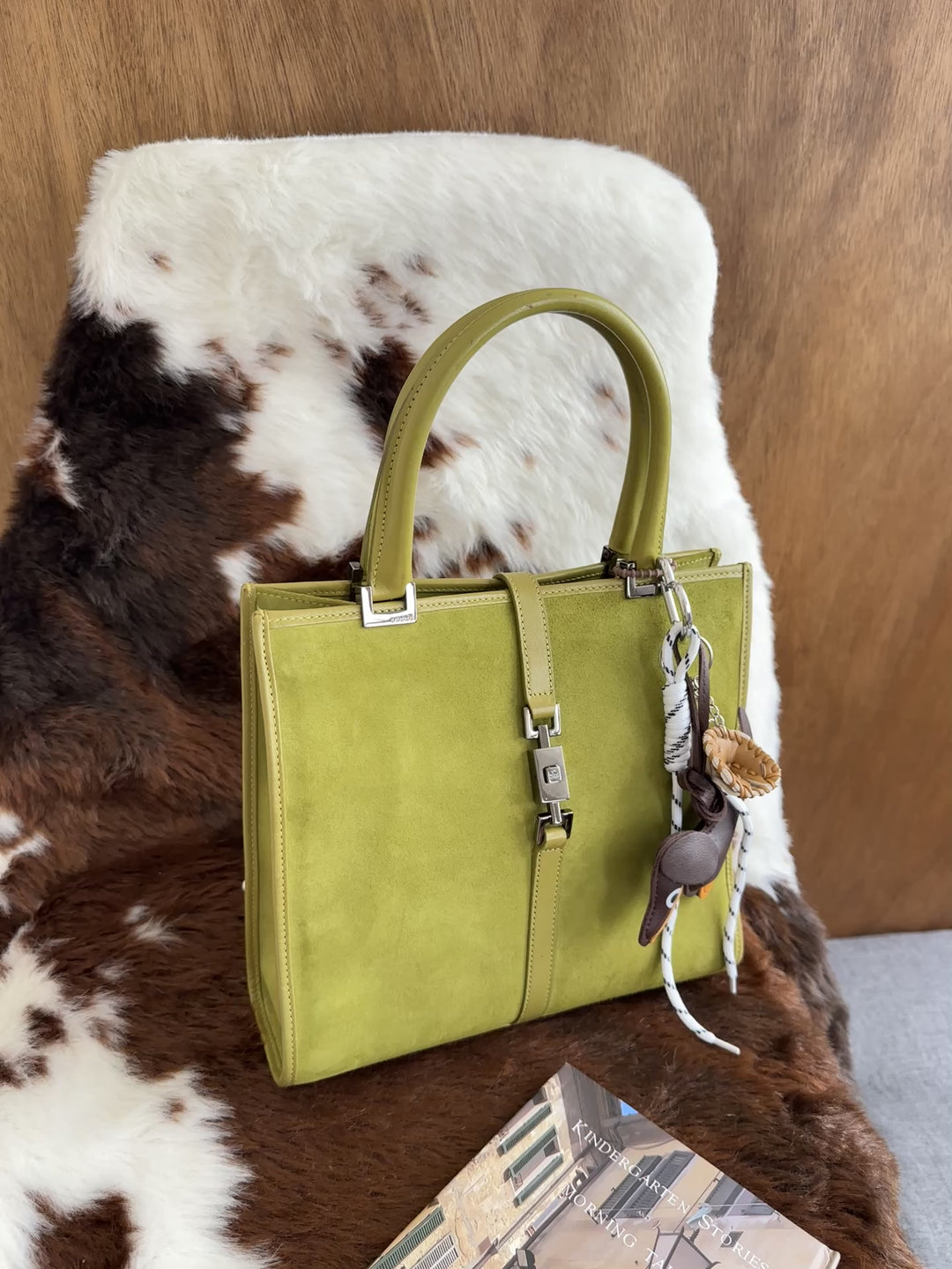 Gucci Jackie Suede Tote Bag 🍃｜Matcha Green Suede・Structured Mini Size・Iconic Jackie Detail
