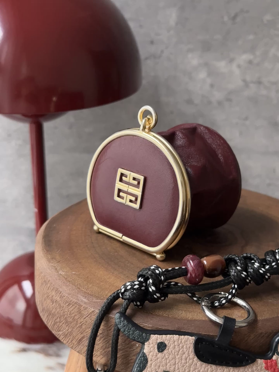 Givenchy Vintage Mini Coin Purse ❤️｜Burgundy Leather・Gold Frame・Jewelry Box Inspired