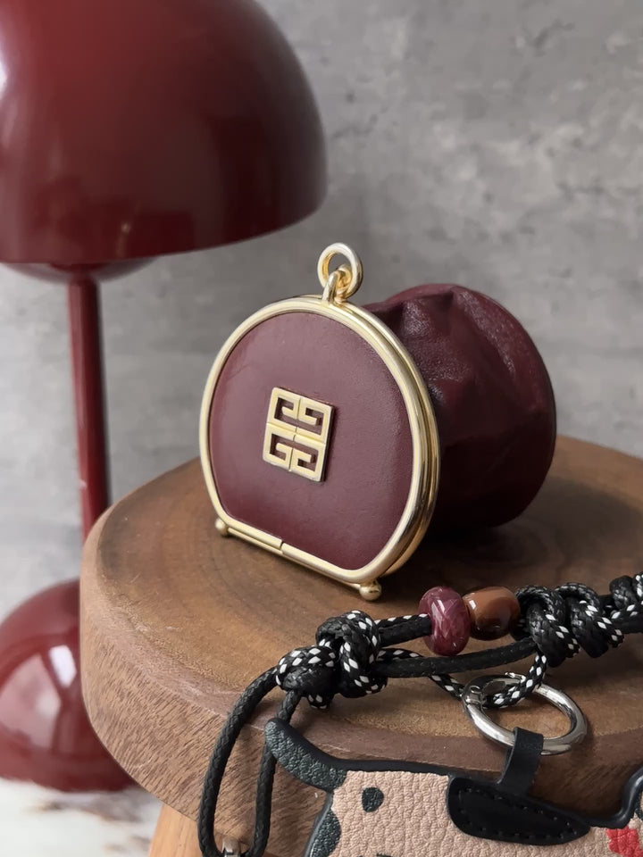 Givenchy Vintage Mini Coin Purse ❤️｜Burgundy Leather・Gold Frame・Jewelry Box Inspired