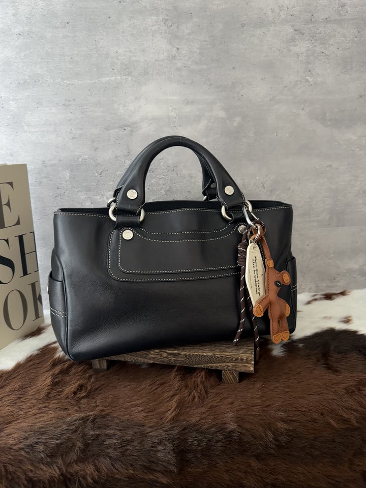 Celine Boogie Bag 🖤✨｜Smooth Black Leather × Iconic Top Handle × Convertible Styling
