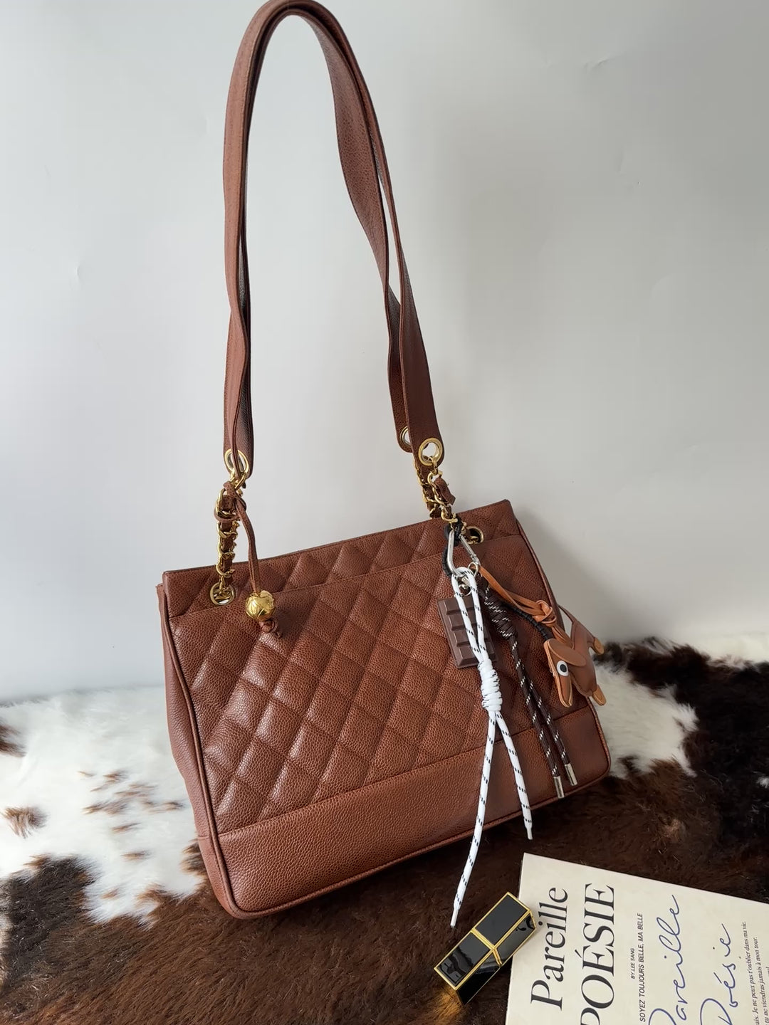 CHANEL Caviar Leather Chain Shoulder Bag 🧡🤎｜Caramel Brown × Spacious Capacity × Classic Chain Design