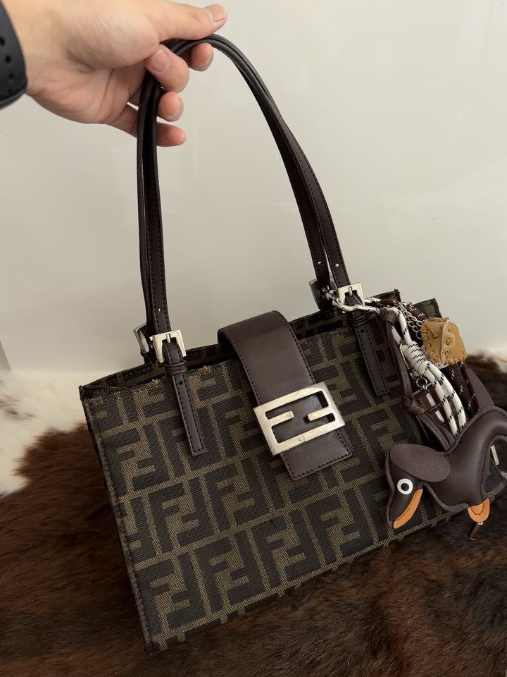 Fendi Zucca Canvas Silver Buckle Hobo 🤎 | Vintage Icon with Effortless Cool