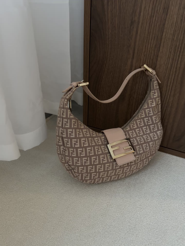 FENDI Zucca Half-Moon Hobo – Dusty Rose Monogram ✨🌹
