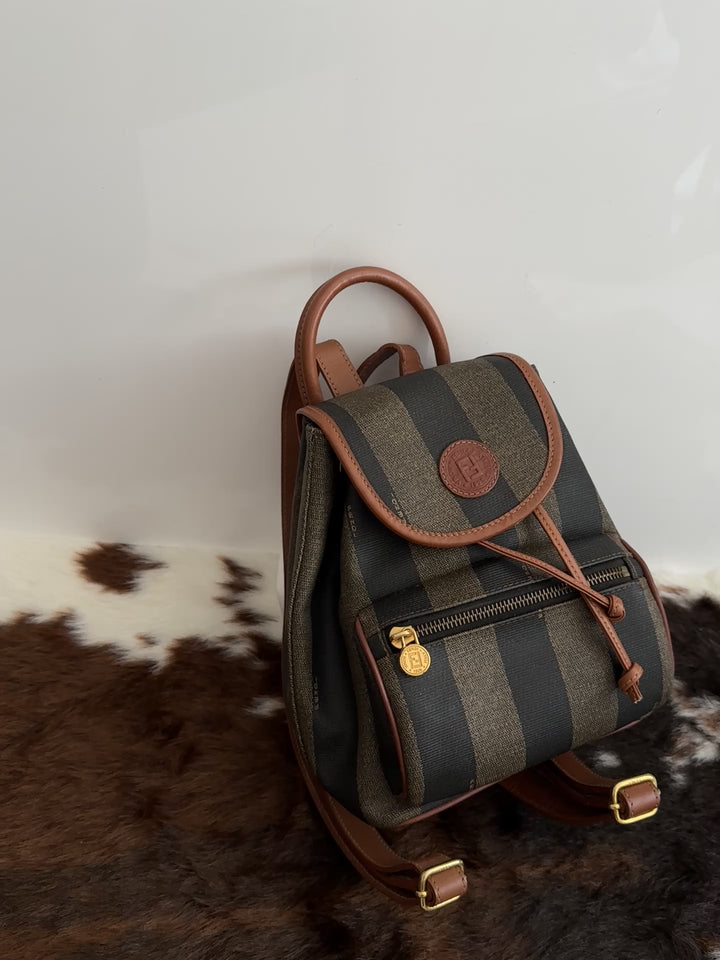 Fendi Vintage Stripe Mini Backpack 🤎🖤 | Playful Heritage Meets Everyday Chic