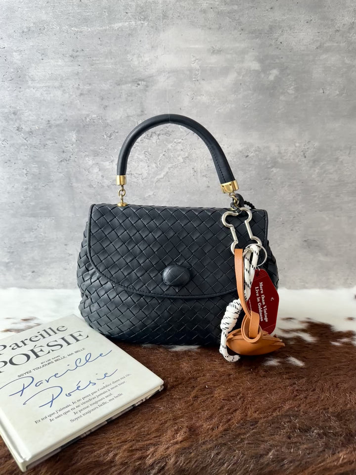 Bottega Veneta Intrecciato Kelly-Style Bag 🖤🩶｜Original Strap × Dark Grey Woven Leather × High Value Find