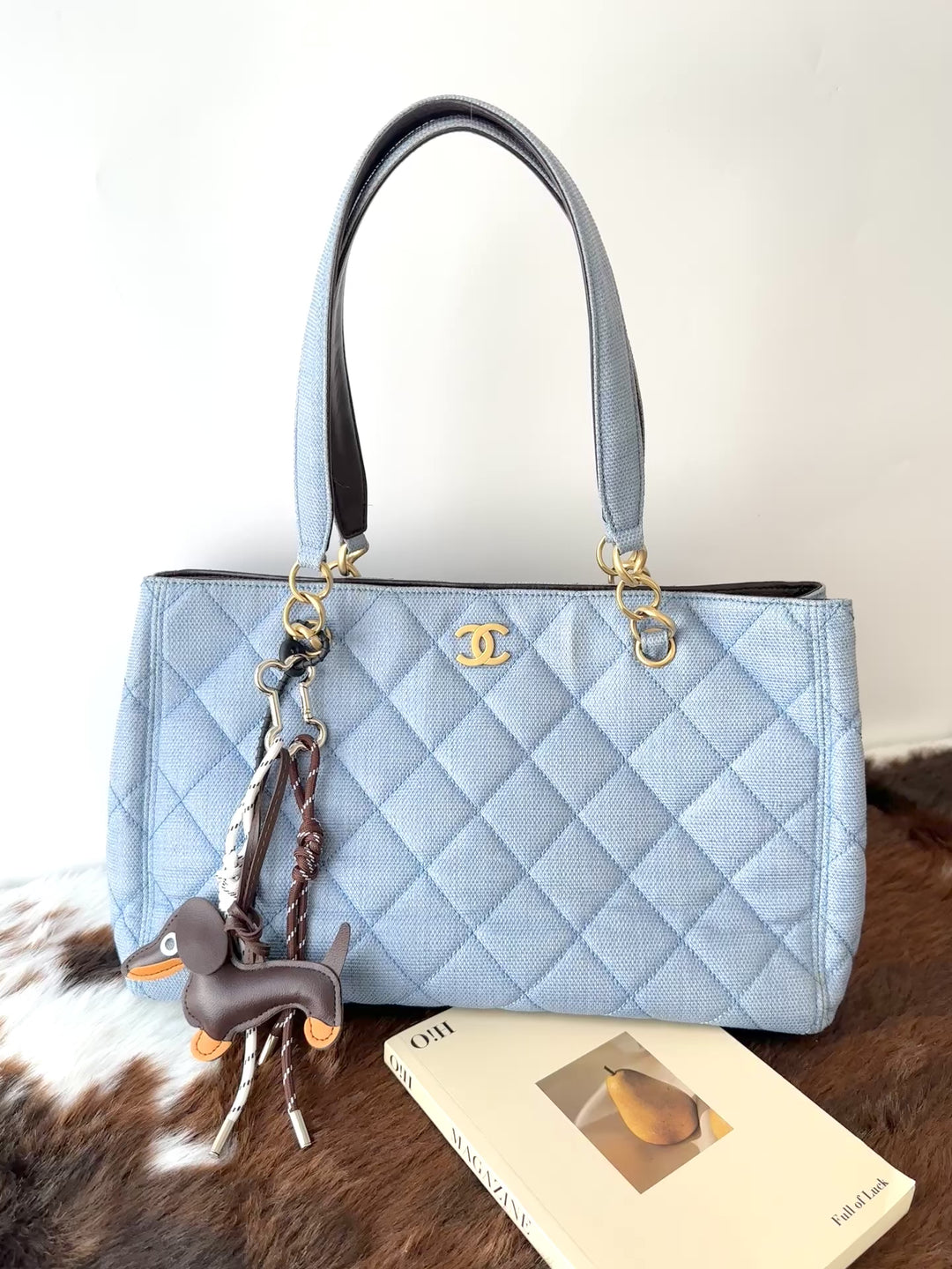 CHANEL Straw-Textured Quilted Tote Bag 💙｜Summer Blue Tone × Shoulder Carry × Practical Work Size