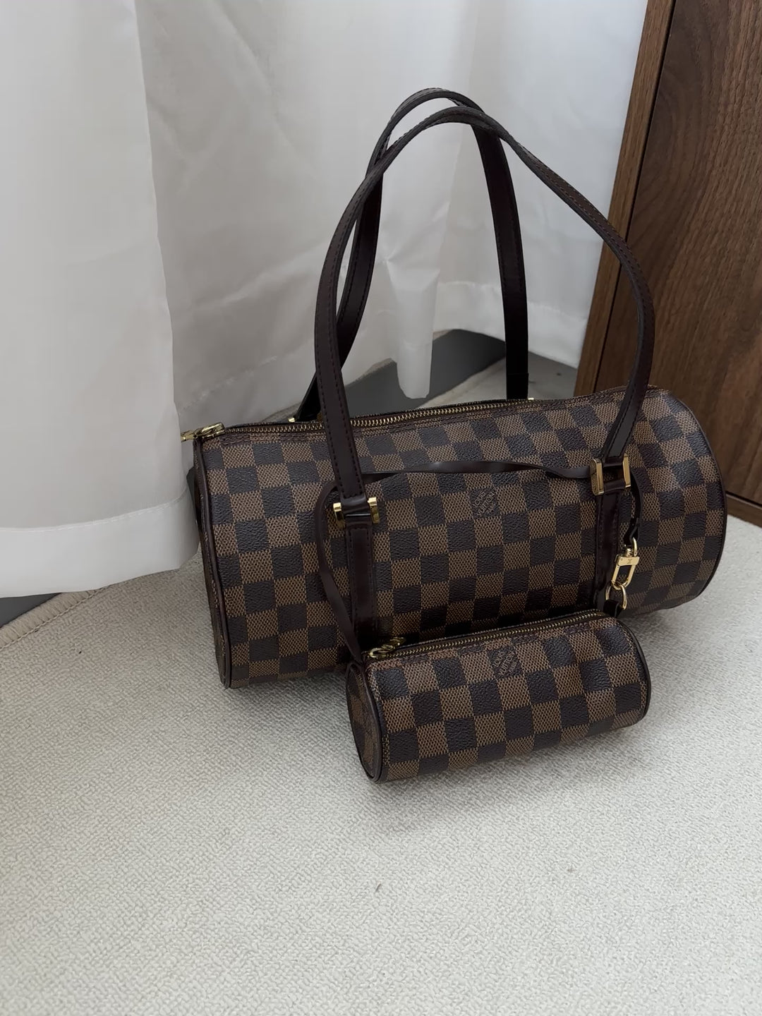 LOUIS VUITTON Damier Papillon with Baby Pouch 🤎✨ Classic Barrel Icon