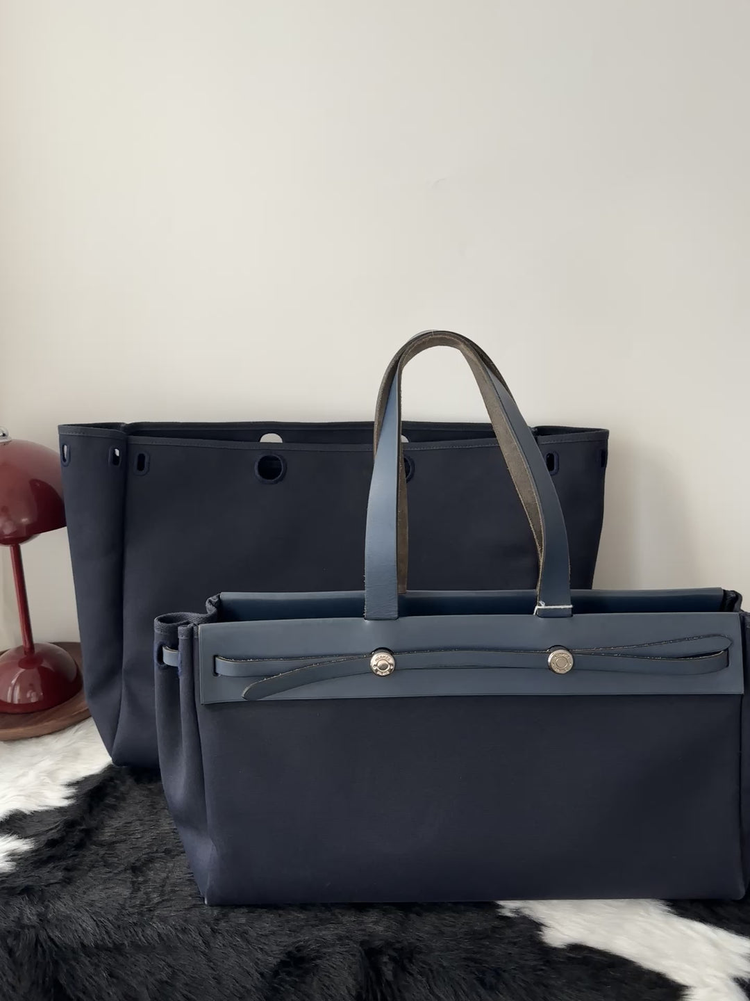 Hermes Horizontal Herbag Tote｜Rare Wide Silhouette × 2-in-1 Bag Set × Lightweight Daily Carry 💙🖤✨