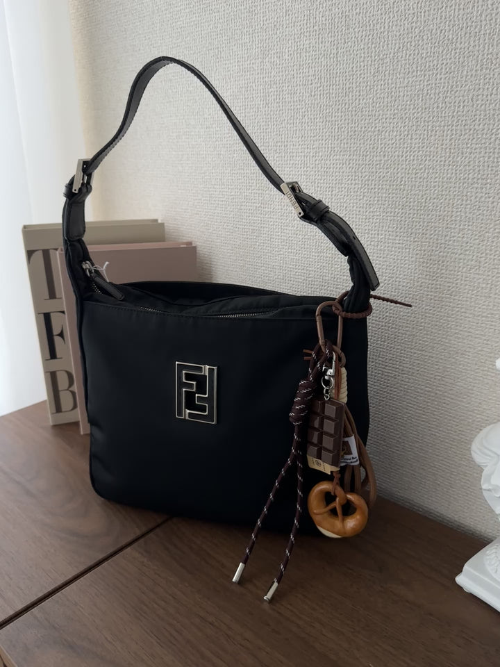 FENDI So Black Nylon Hobo 🖤✨ Near Pristine