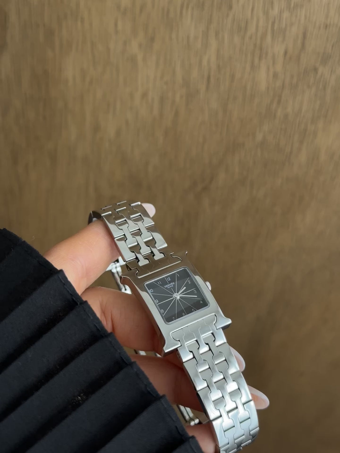 Hermes Heure H Stainless Steel Watch ⌚🖤 (with box)