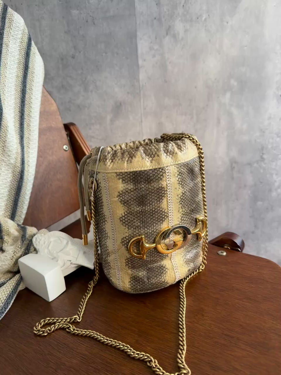 Gucci Zumi Python Mini Bucket Bag 🤎🐍｜Himalayan Python × Mixed-Metal Horsebit × Built-In Card Slots✨
