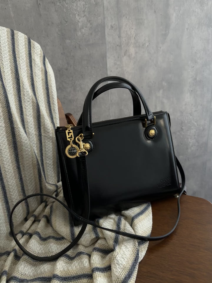 Versace Medusa Box Top Handle Bag – Black (with Strap)