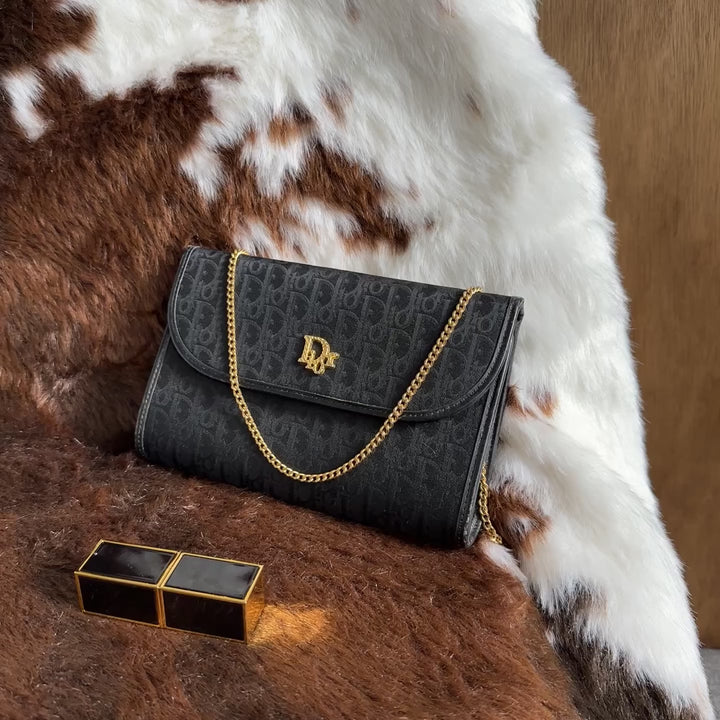 Dior Oblique Chain Shoulder Bag 🖤｜Iconic Oblique Canvas × Elegant Gold Chain × Lightweight Everyday Style
