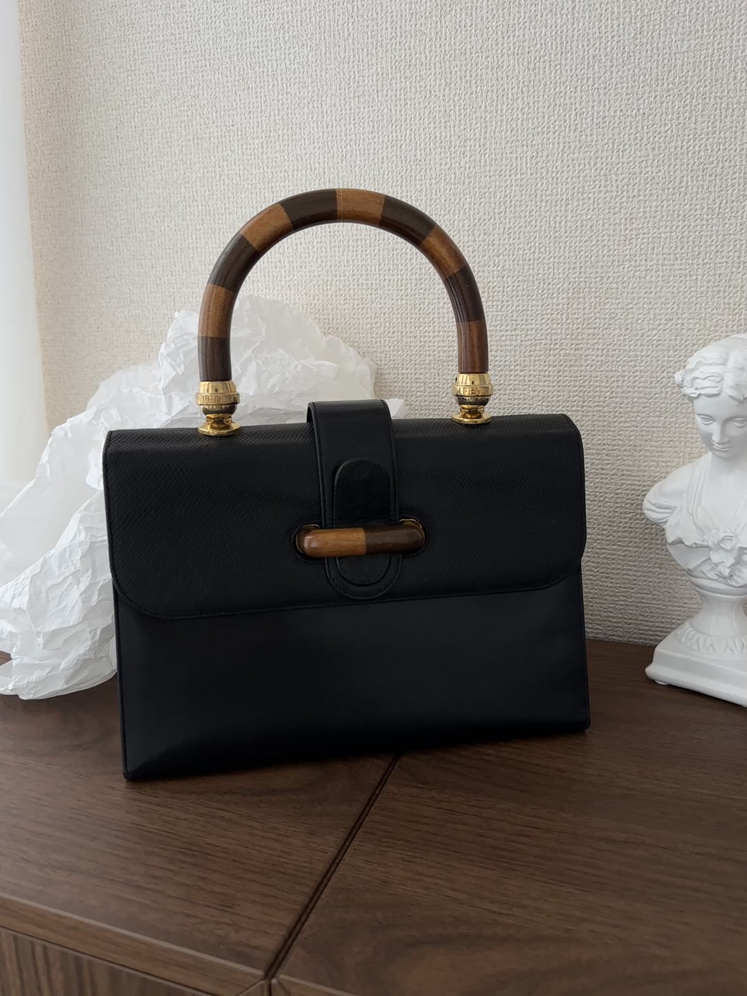 Fendi Vintage Wooden Handle Box Bag 🤎✨ Rare Collector’s Treasure