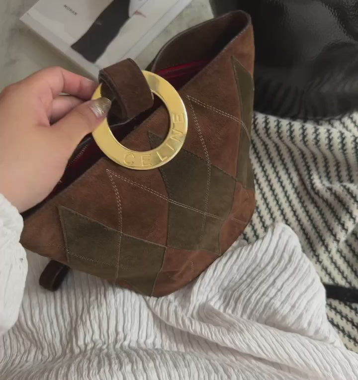 Celine Rare Olive Green Chocolate Bucket Bag