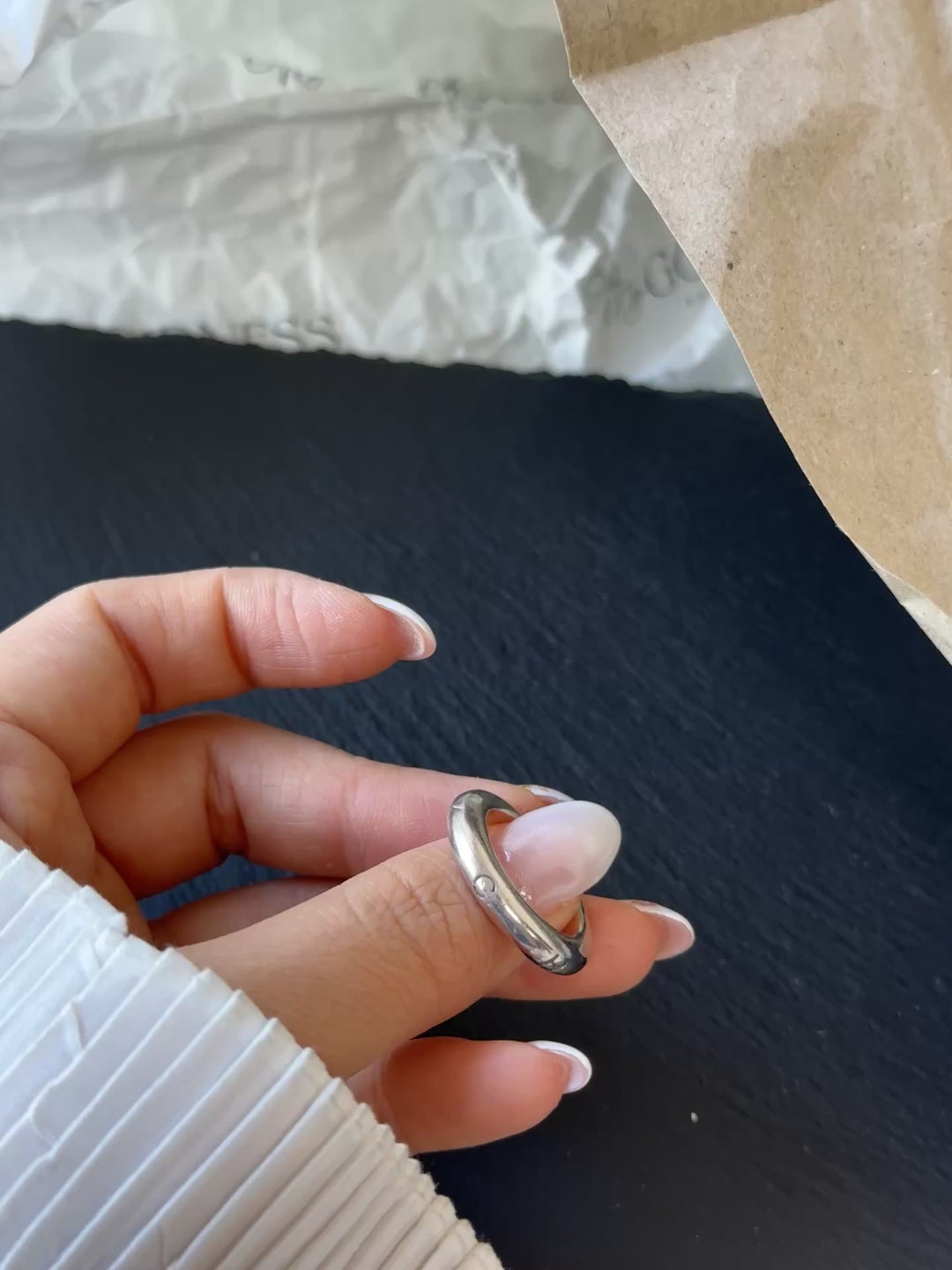 CHANEL Logo Engraved Silver-Tone Ring 💍｜Minimal Chic Stackable Piece