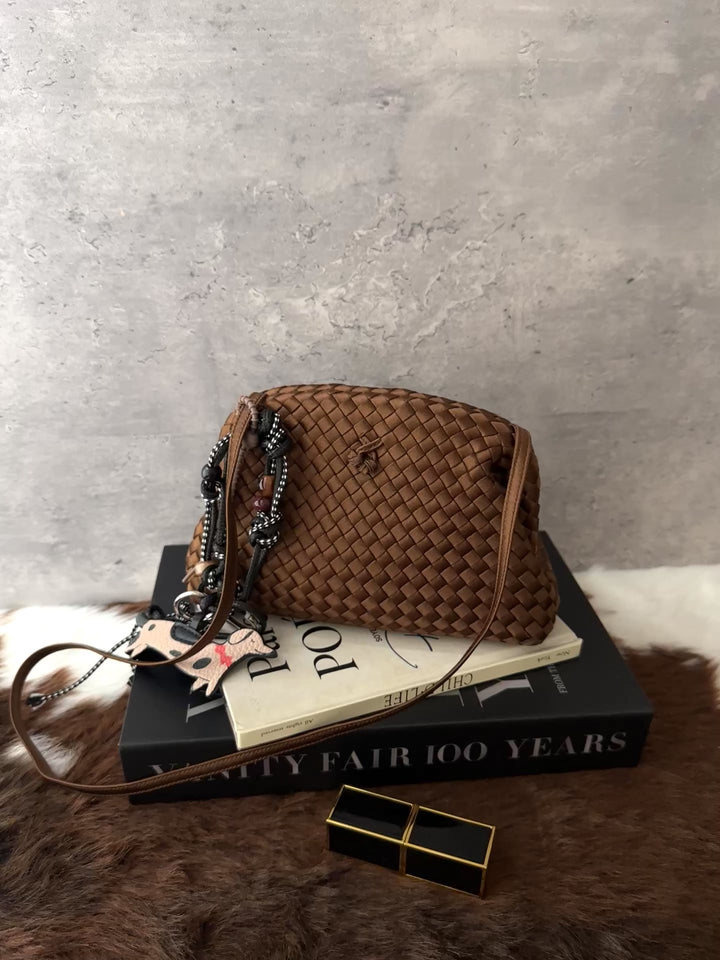 BOTTEGA VENETA Intrecciato Satin Mini Crossbody Bag 🍫｜Chocolate Satin｜Signature Weave｜Convertible Carry