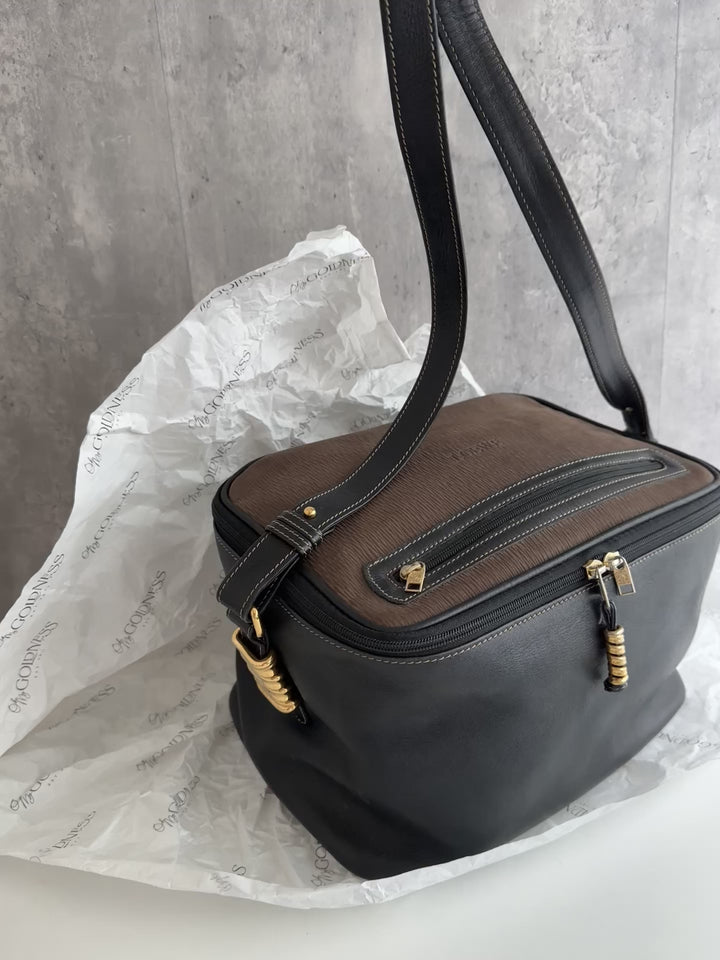 LOEWE Vintage Vanity Shoulder Bag – Iconic Snakebone Charm × Structured Everyday Chic 🐍🖤 Comes with Original Long Strap!