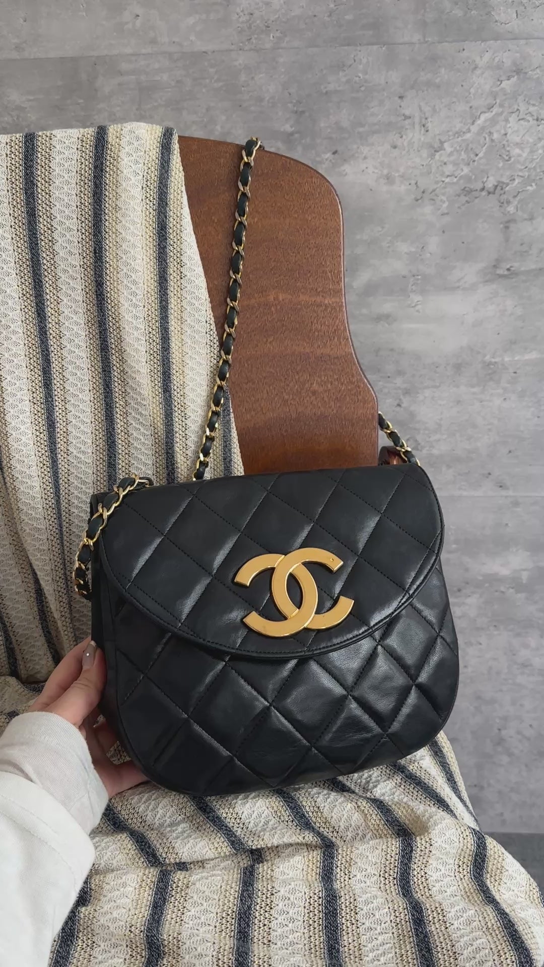 CHANEL Large CC Half-Moon Flap Chain Bag – Black (Small Size)