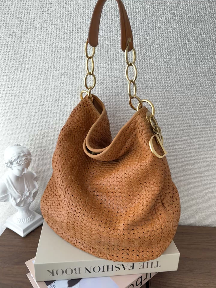 DIOR Woven Hobo Bag – Rare Brown Calfskin ✨🤎
