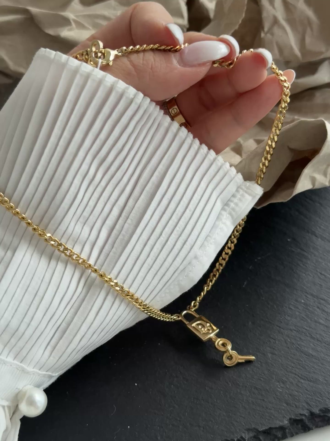 DIOR Gold Keylock &amp; Key Pendant Necklace 🔐｜Playful Luxury Statement