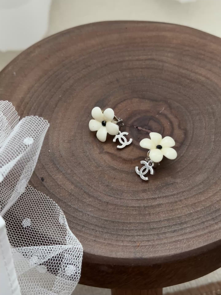 Chanel Camellia Clip-On Earrings 🤍✨ Timeless & Romantic