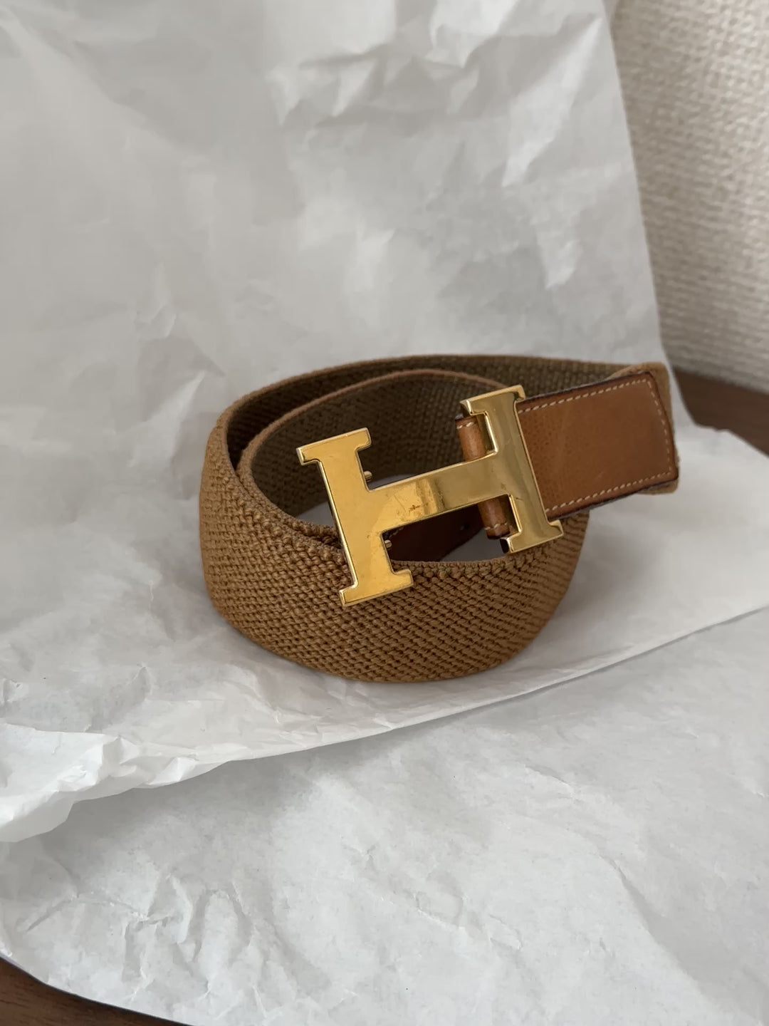 HERMÈS Vintage Elastic & Leather H Belt 🤎✨ Rare Find
