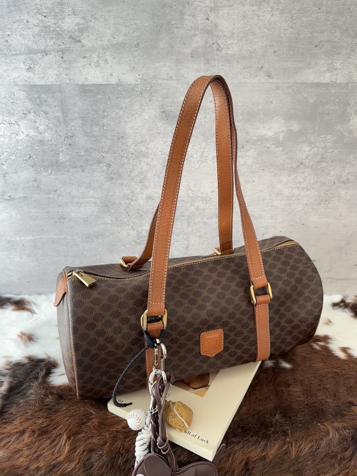 CELINE Macadam Papillon Shoulder Bag 🤎｜Classic Monogram × Roomy Cylinder Shape × Shoulder-Friendly