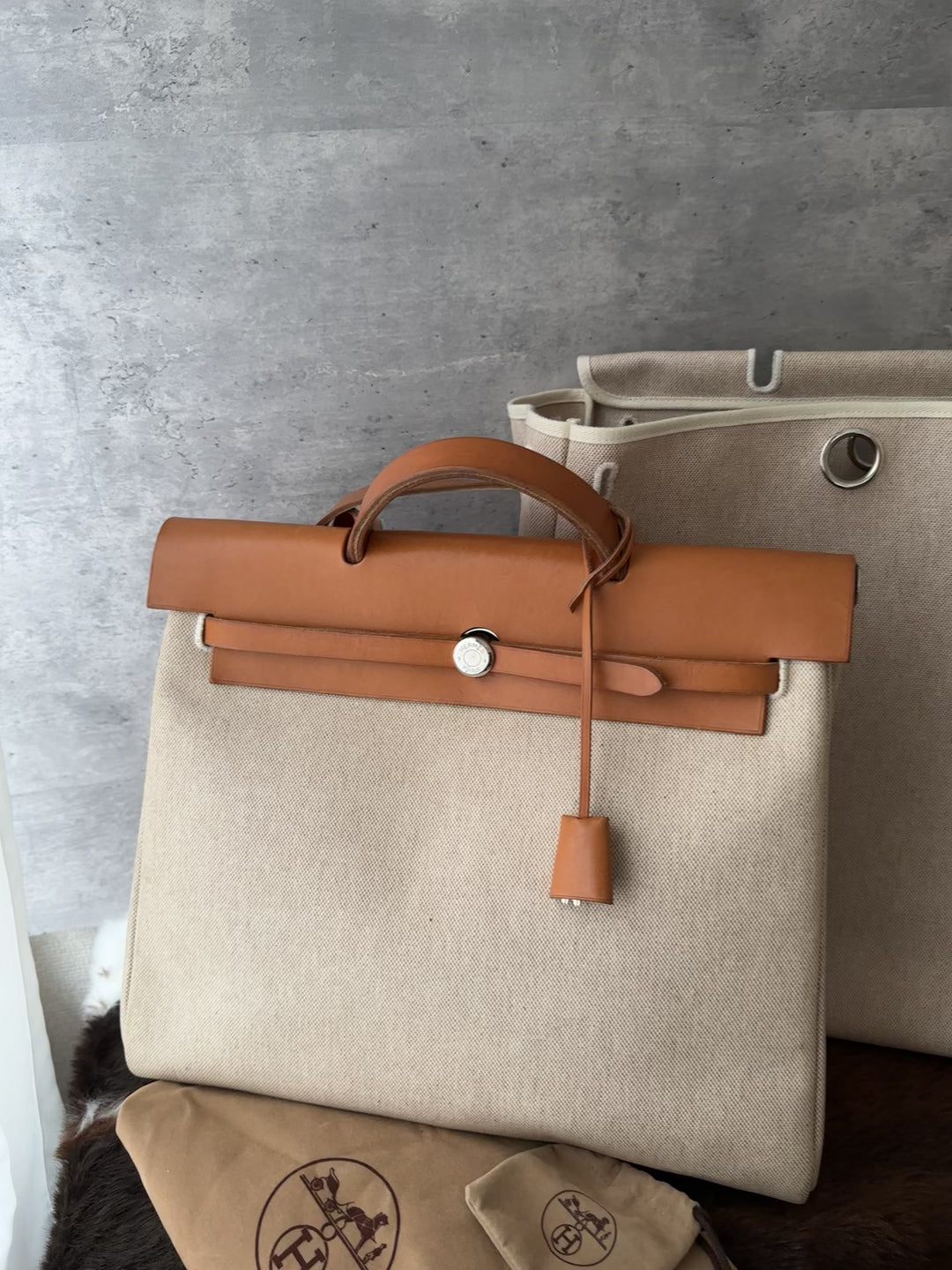 HERMÈS Herbag Canvas Shoulder Bag 🤎｜Full Set × Two Interchangeable Bodies × Laptop-Friendly Capacity