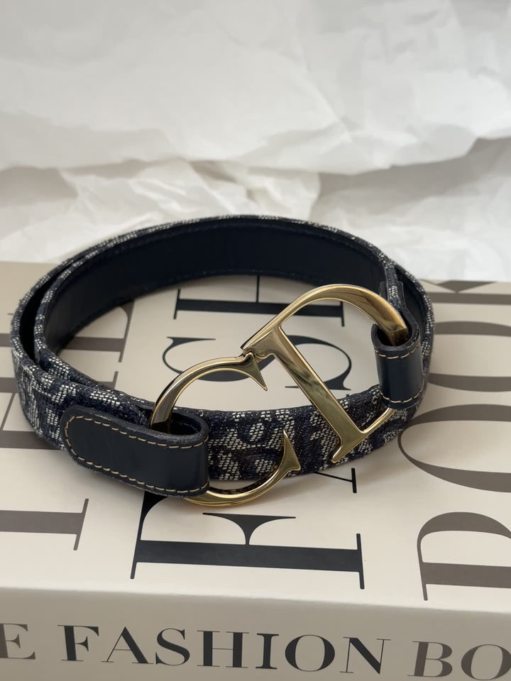 Dior CD Monogram Belt 🖤✨ Gold Large CD Buckle (Size 70)